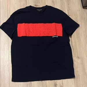 Michael Kors Navy and Red Short Sleeve Tee